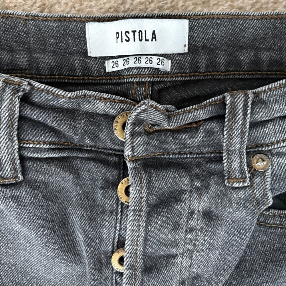 Pistola Charlie High Rise Straight Leg Cropped Jeans Memento Y2K Grunge Style - Picture 4 of 8